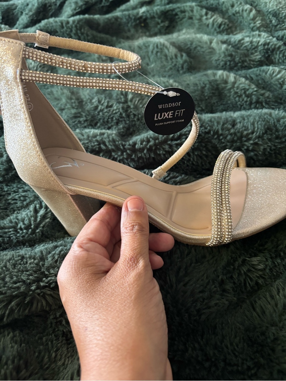 Windsor Gold Rhinestone Block Heels - Picture 4 of 8